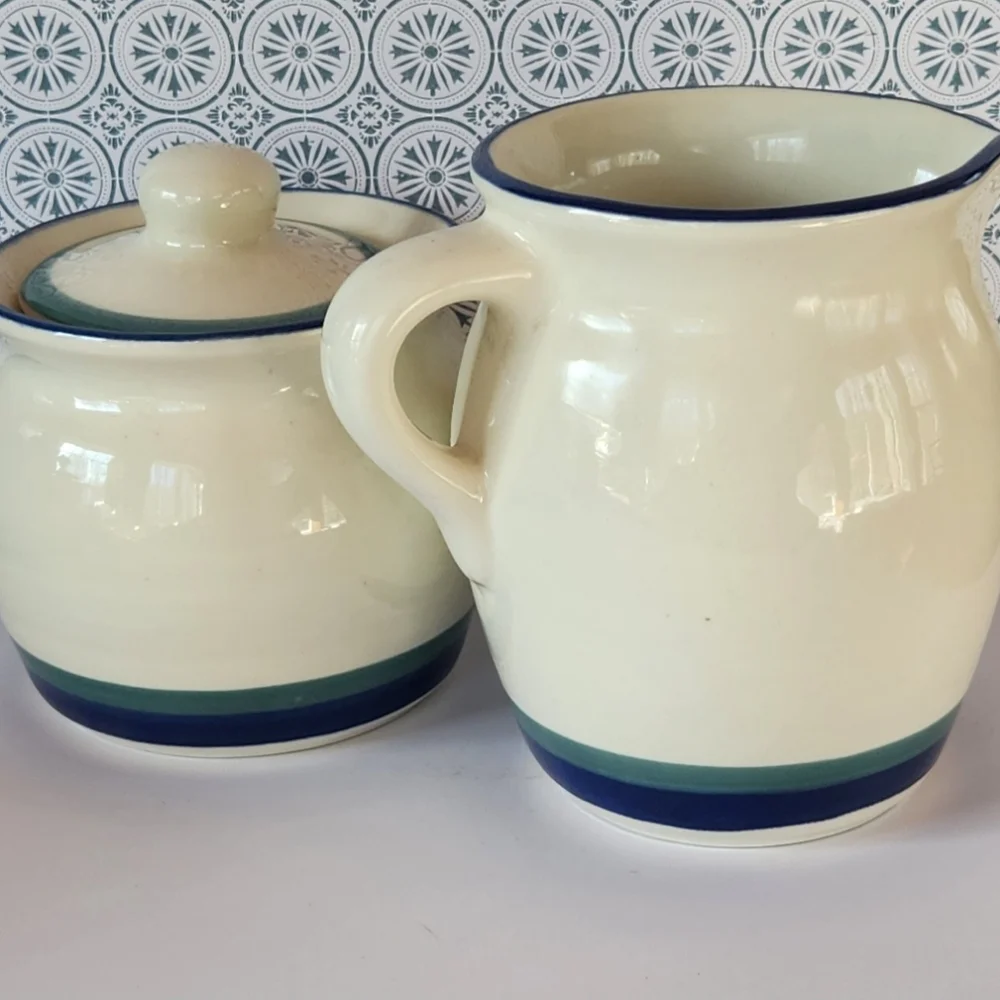 Pfaltzgraff Northwinds Creamer Pitcher and Sugar Bowl With Lid
